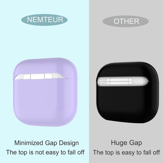 Hoes voor Airpods 4, dun beschermend Silicone Case voor AirPods 4th 2024 (USB-C) Skin Front LED zichtbaar siliconen hoesje, Lavendel — afbeelding 4