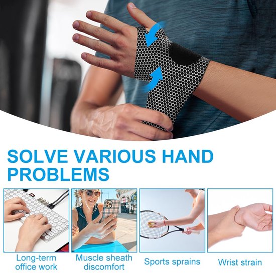 Elastische polsbrace, ultradun, ademend, polsbrace met ultradunne peesmantel, voor artritis, tendinitis, carpale tunnel en verstuiking, dames en heren — afbeelding 3