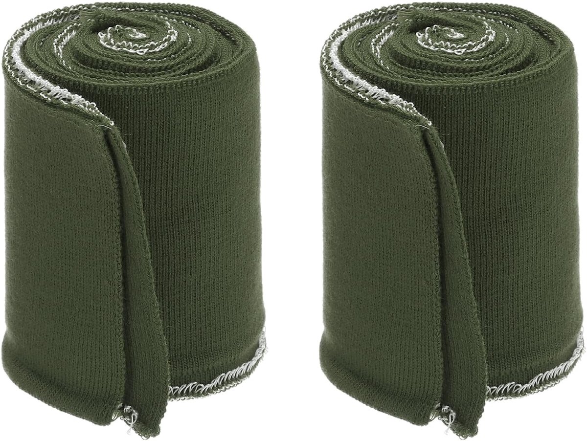 Elastische manchetten voor het naaien van gebreide geribbelde katoenen stoffen mouwen en tailleband, [voor kleding, DIY-knutselwerk] - Legergroen/ 2 stuks