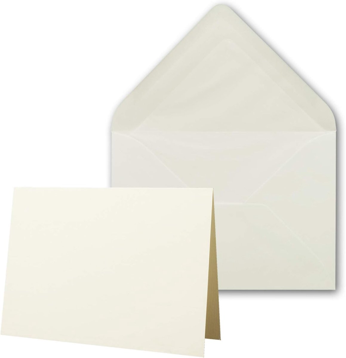 10 x kaartenpakket met gevoerde enveloppen - geribbeld - DIN A6/C6 - natuurlijk wit - 10,5 x 14,8 cm - nat lijmen - nieuw papier