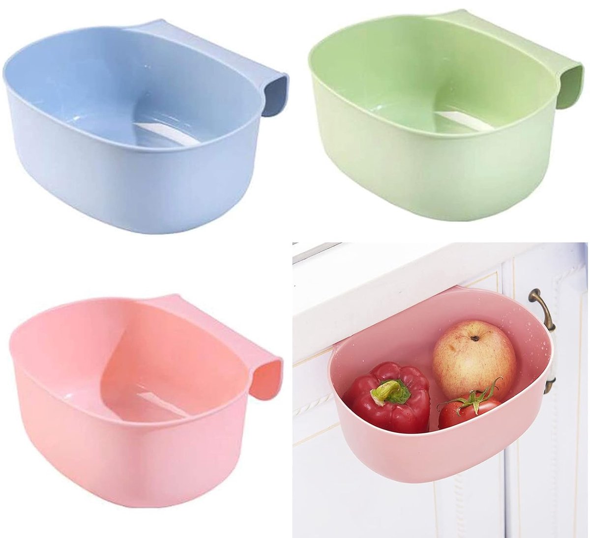 Vuilnisbak, 3 stuks containers, wikkelcommode, hangende vuilnisemmer, keukenafval om op te hangen, vuilnisemmer, afvalcontainer voor keuken, huishoudelijk afval, opslag