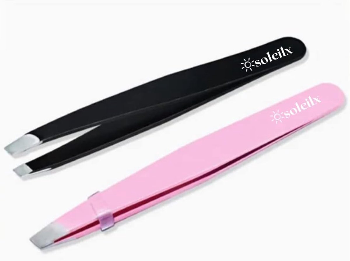 Wenkbrauwpincet Set - Zwart - Precisiepincet met Antislip Handgreep - Voor Heren en Dames