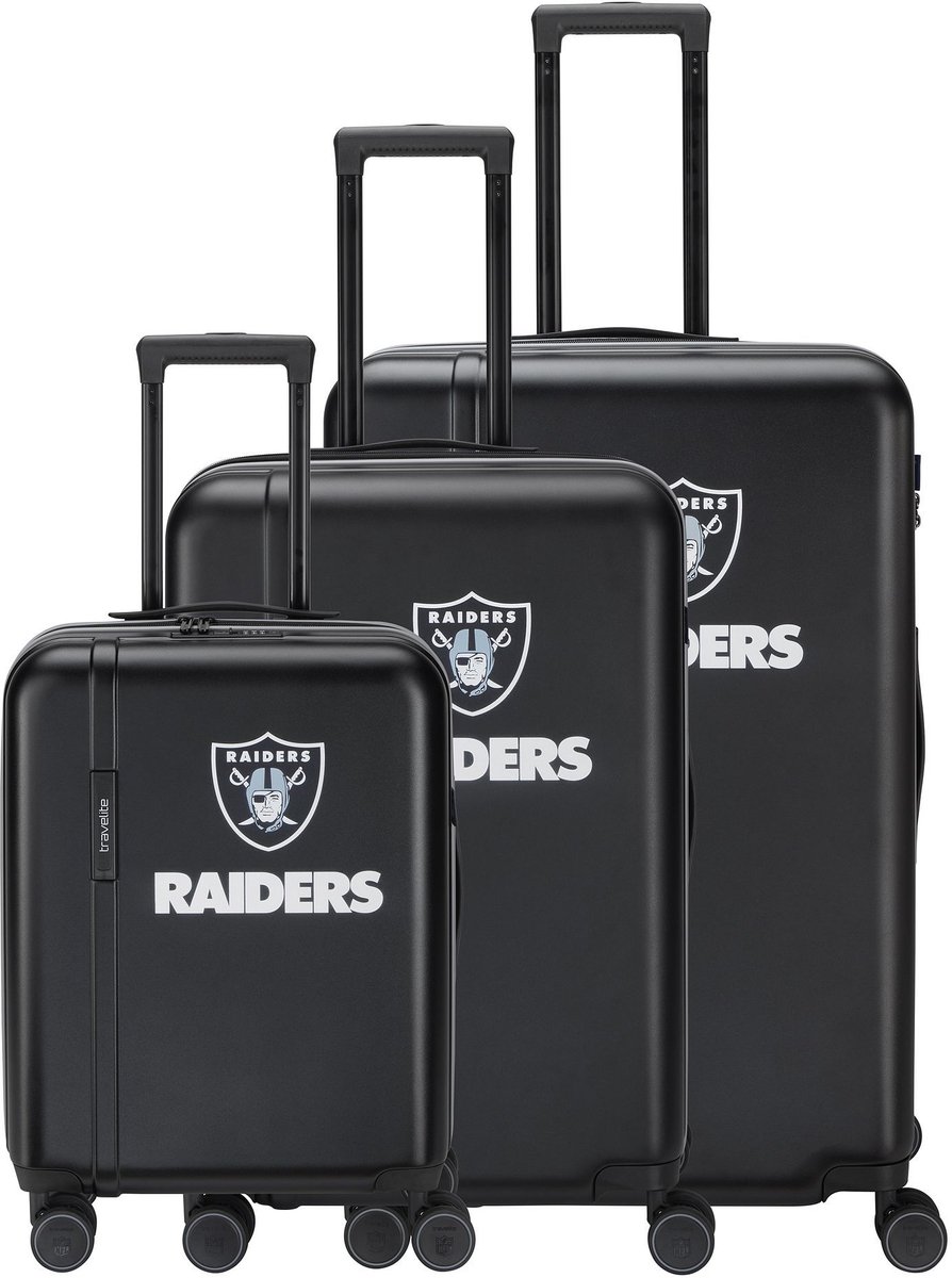 Travelite travelite x NFL 4 wielen Kofferset 3-delig met uitbreidingsplooi - Harde bagage - TSA slot - las vegas raiders