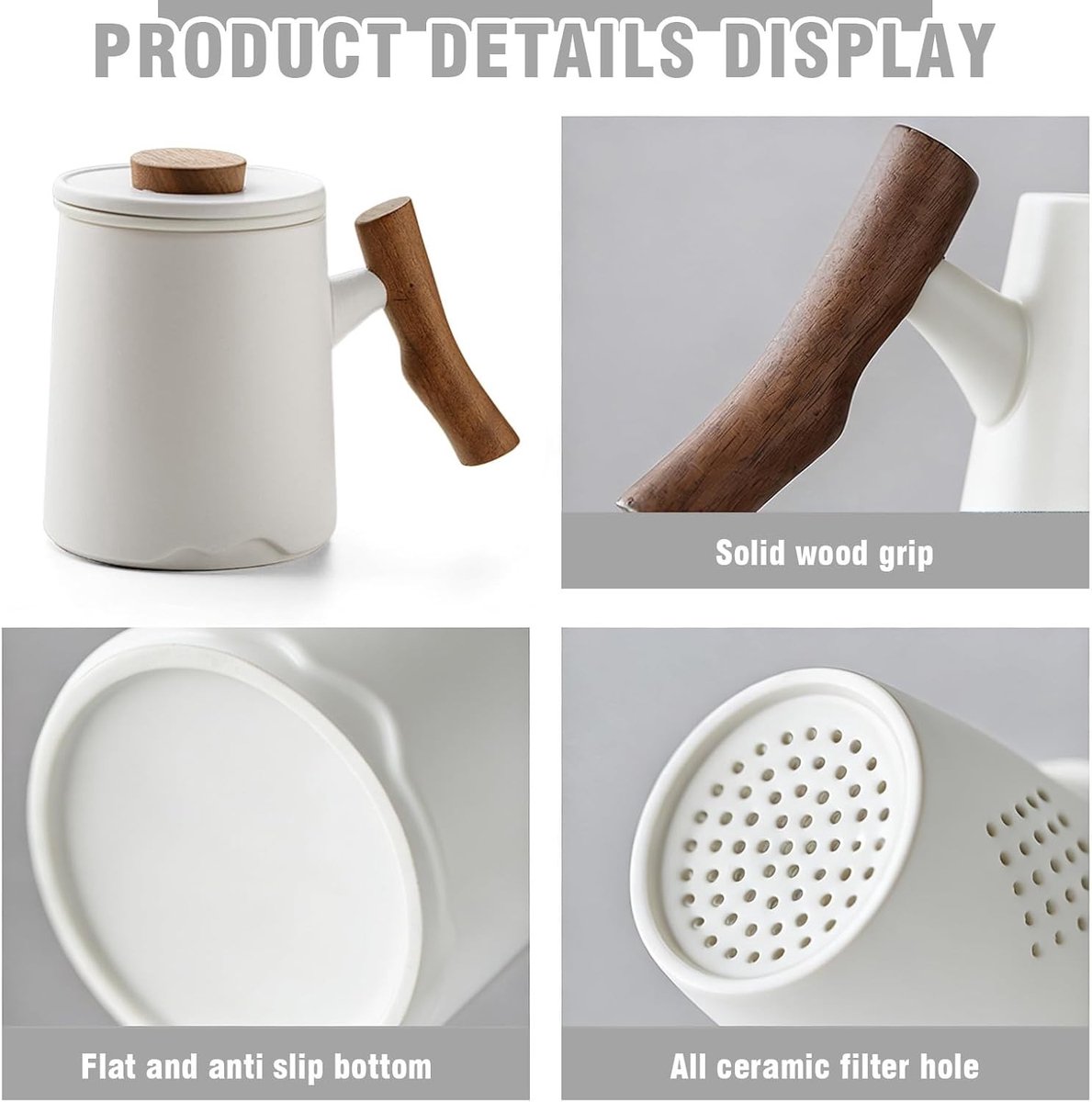 Theemok met deksel en zeef 360 ml - Perfect voor thee, koffie en infusies (wit)