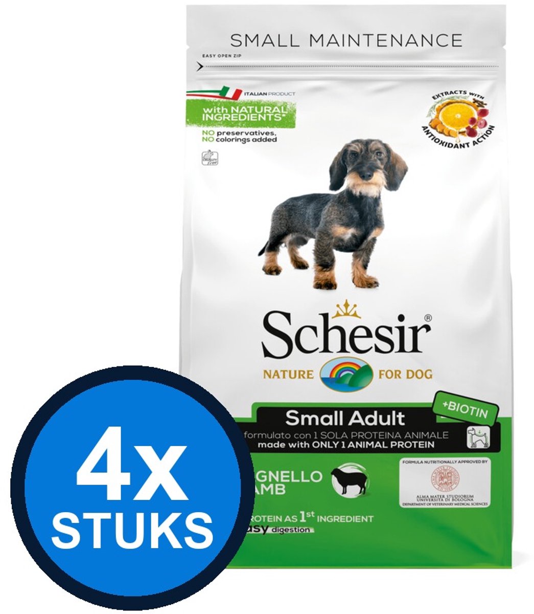 4x Schesir Hondenvoer Droog - Onderhoud Kleine Rassen - Lam - 2kg