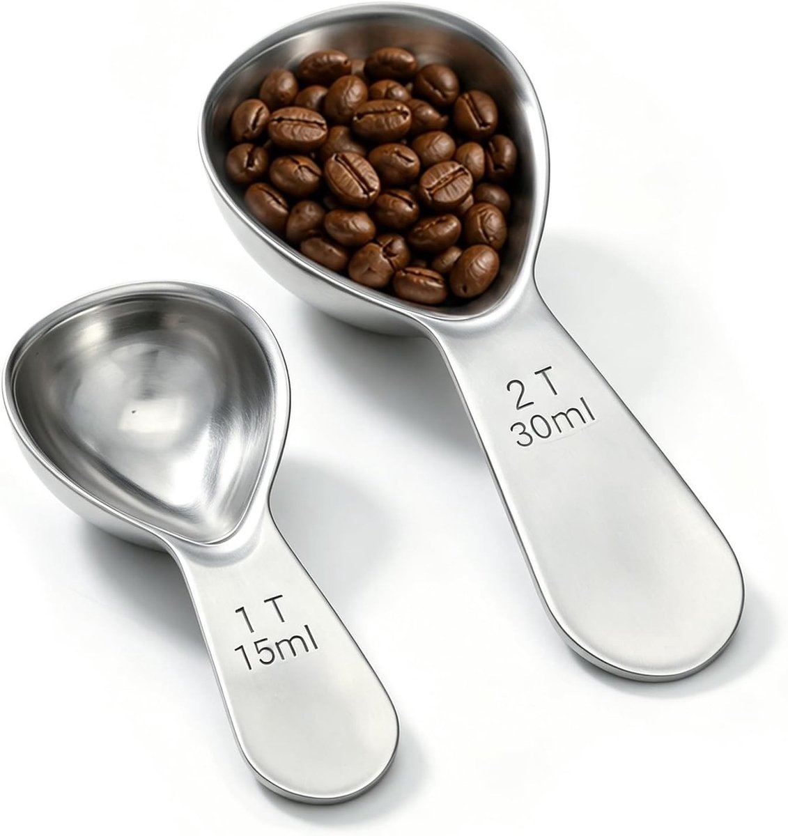 Duurzame roestvrijstalen koffielepel en portioneerder, maatlepelset voor koffie en theepoeder, 15 ml en 2 eetlepels met comfortabele grip