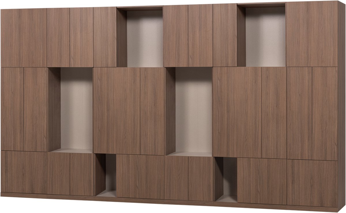 WOOOD Build Wandkast Combinatie 376 cm - Eiken Decor - Bruin