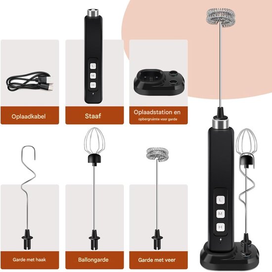 Elektrische Melkopschuimer - Handmixer - Draagbare Koffie Schuimer - Handmixer - Handmelkopschuimer - Elektrische Schuimer voor Koffie — afbeelding 5