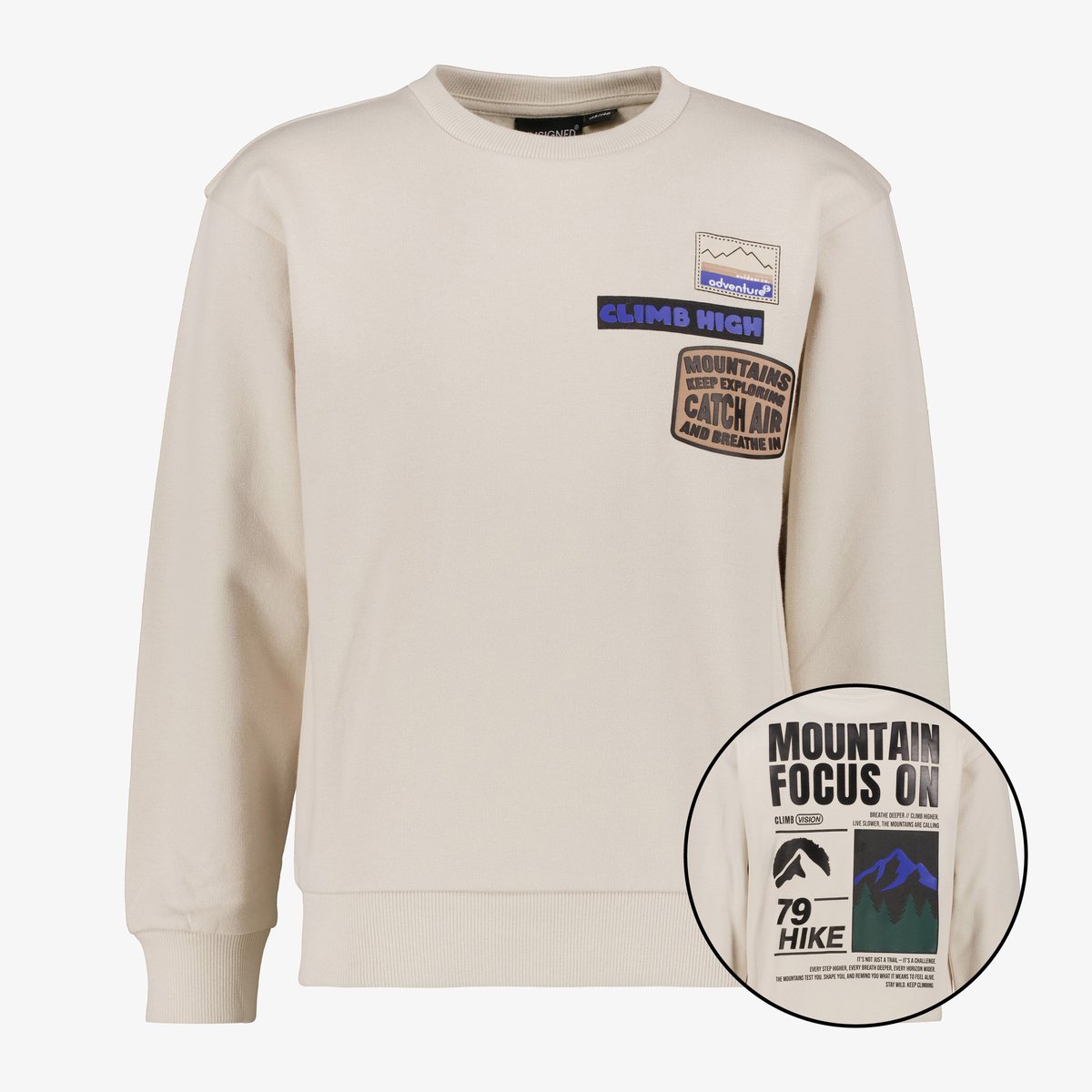 Unsigned jongens sweater met backprint ecru - Beige - Maat 170