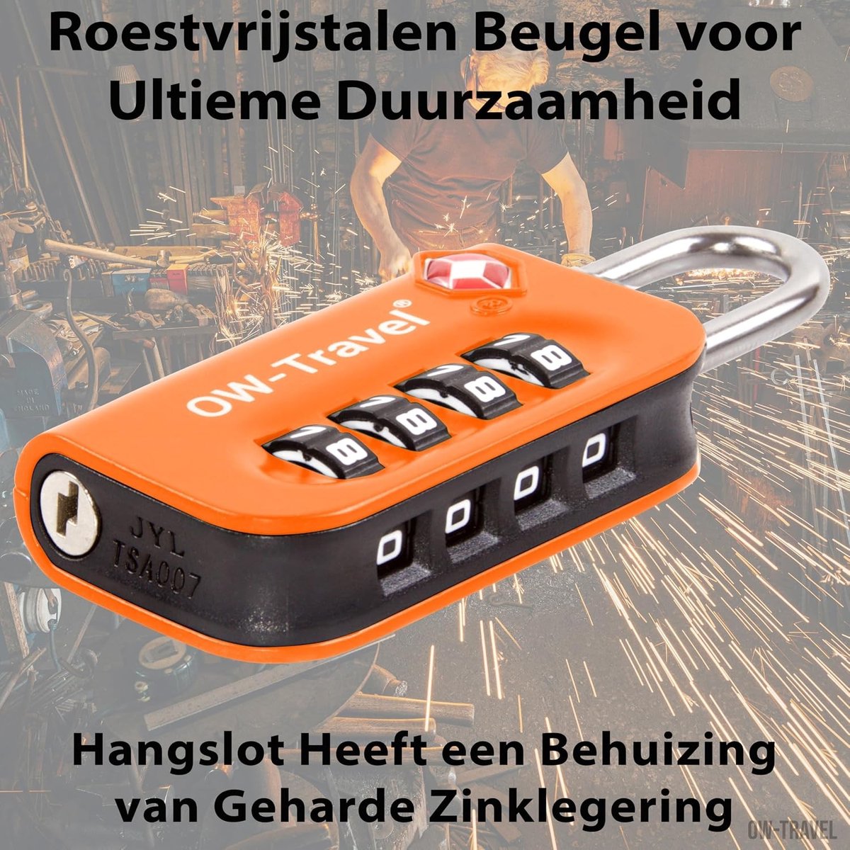 TSA Cijferslot - Oranje - 2 Stuks - 4-Cijferig Hangslot met Code - Voor Koffer en Bagage