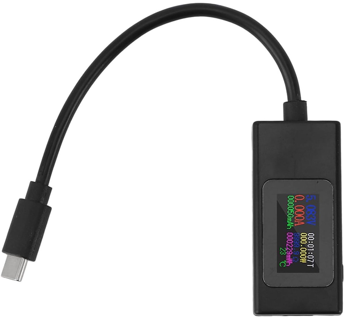 Power Meter Tester - Zwart - - Compacte Spannings- en Stroommeter voor USB-C Telefoon en Laptop