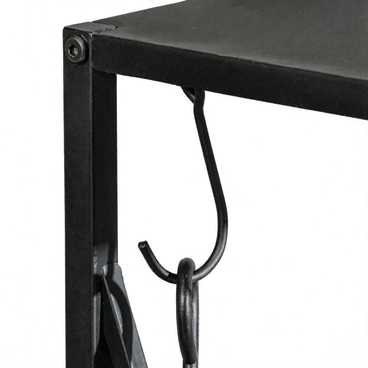 COVREO Haardhoutrek 34 x 34 x 111 cm zwart metaal, met haardgereedschap