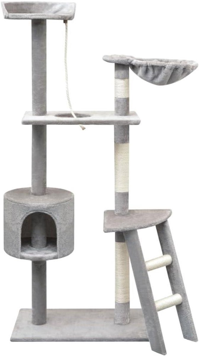 Krabpaal Kat - Kattentoren Klimboom - Spelen en Rusten - Meerdere Verdiepingen - 150 cm Hoog - Grijs