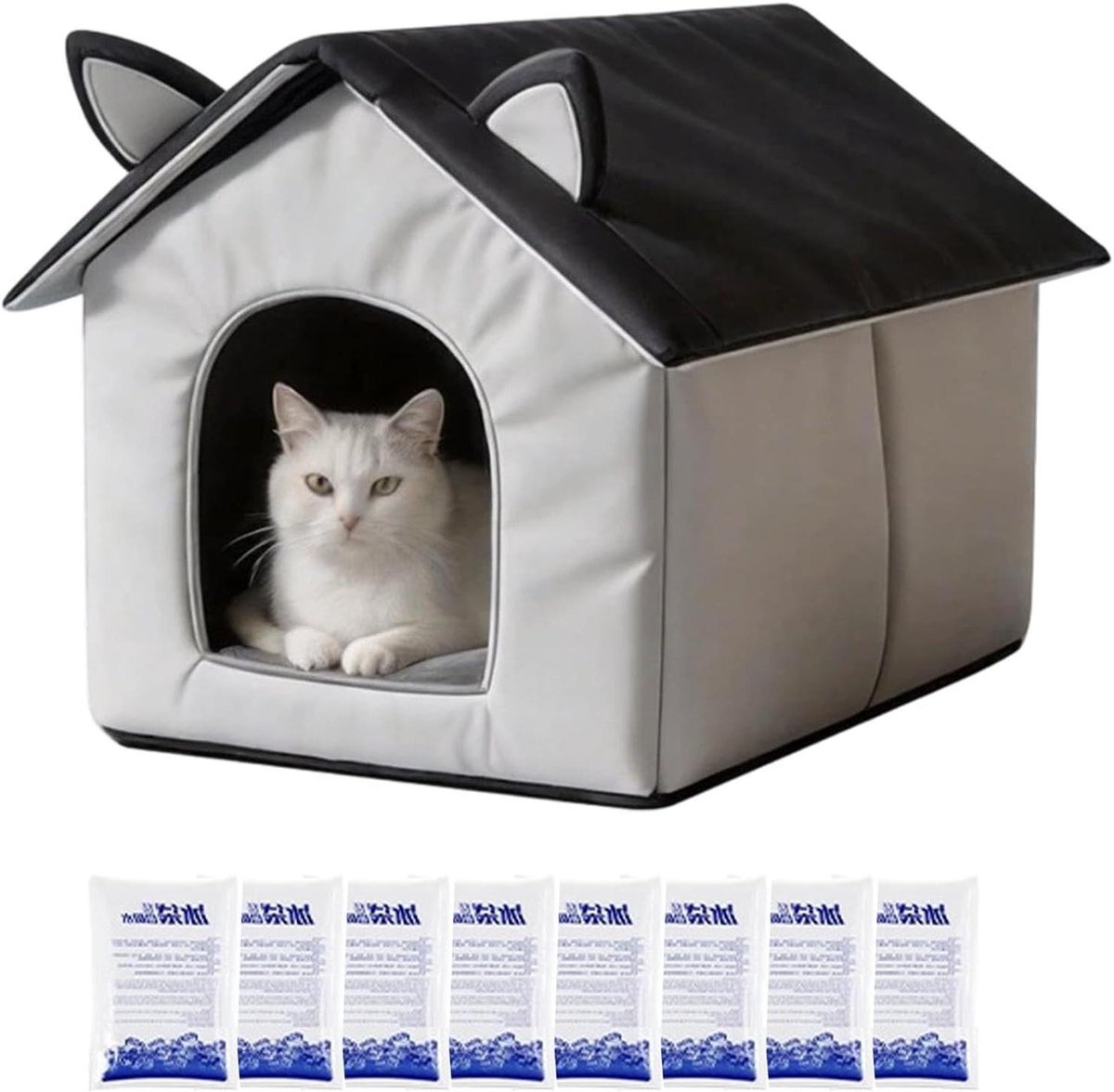 Koel Kattenhuis - Huisdier Schuilplaats - Zomerse Koelte - Drielaags Koelsysteem - 33x33x33 cm - Grijs