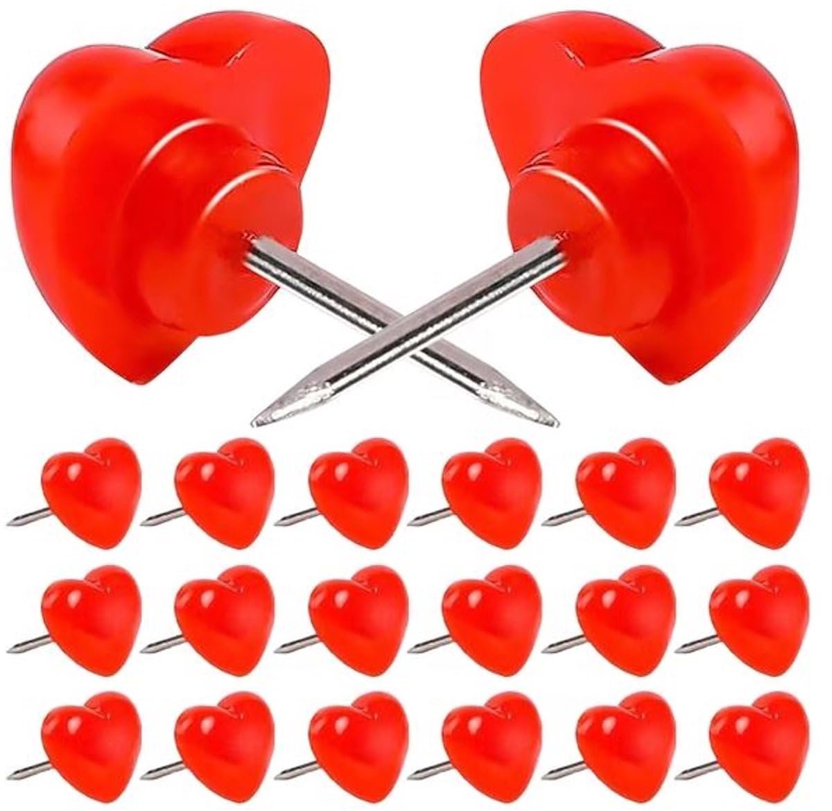 Okado Hartvormige Punaises – 10 stuks, rood, metalen punt