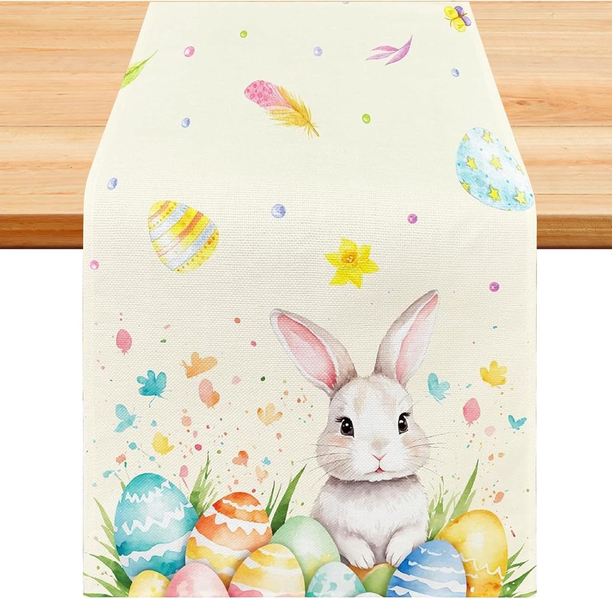 Tafelloper paashaas, paasdecoratie, tafelloper, paaseieren, 30 x 180 cm, tafeldecoratie, Pasen, tafelloper, moderne paastafelloper, lente, keuken, eettafel, decoratie voor binnen en buiten, vakantie