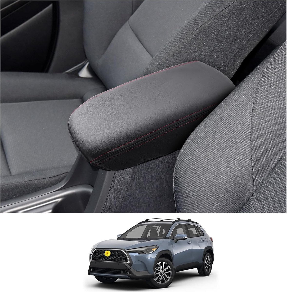Compatibel met Toyota Corolla E210 Cross 2019-2023 2024, middenarmsteun, armleuningen, deksel, afdekking, krasbescherming, middenconsole, kunstleer, Touring Sports GR hybride hatchback
