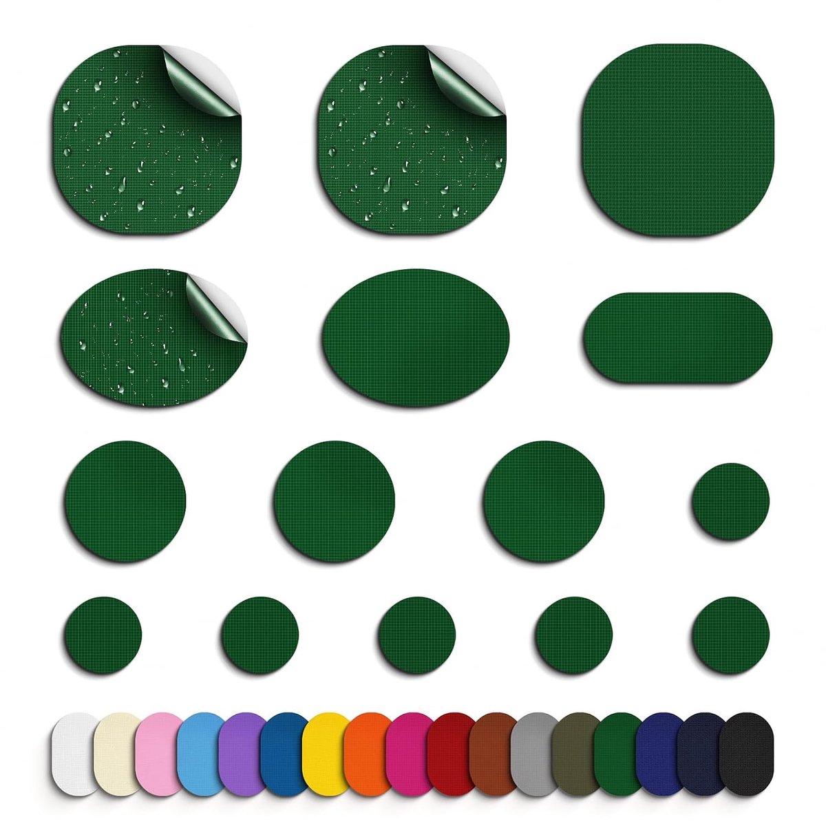 45 stuks donsjack reparatiepatch voor donsjassen, jassen, nylon stof reparatietape voorgesneden zelfklevende patches voor kleding, donsjack scheuren, tent, bovenkleding, waterdicht