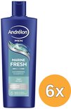 Andrélon MEN Marine Fresh shampoo met aqua-citrus geur & zeezout, 6x 400ml.
