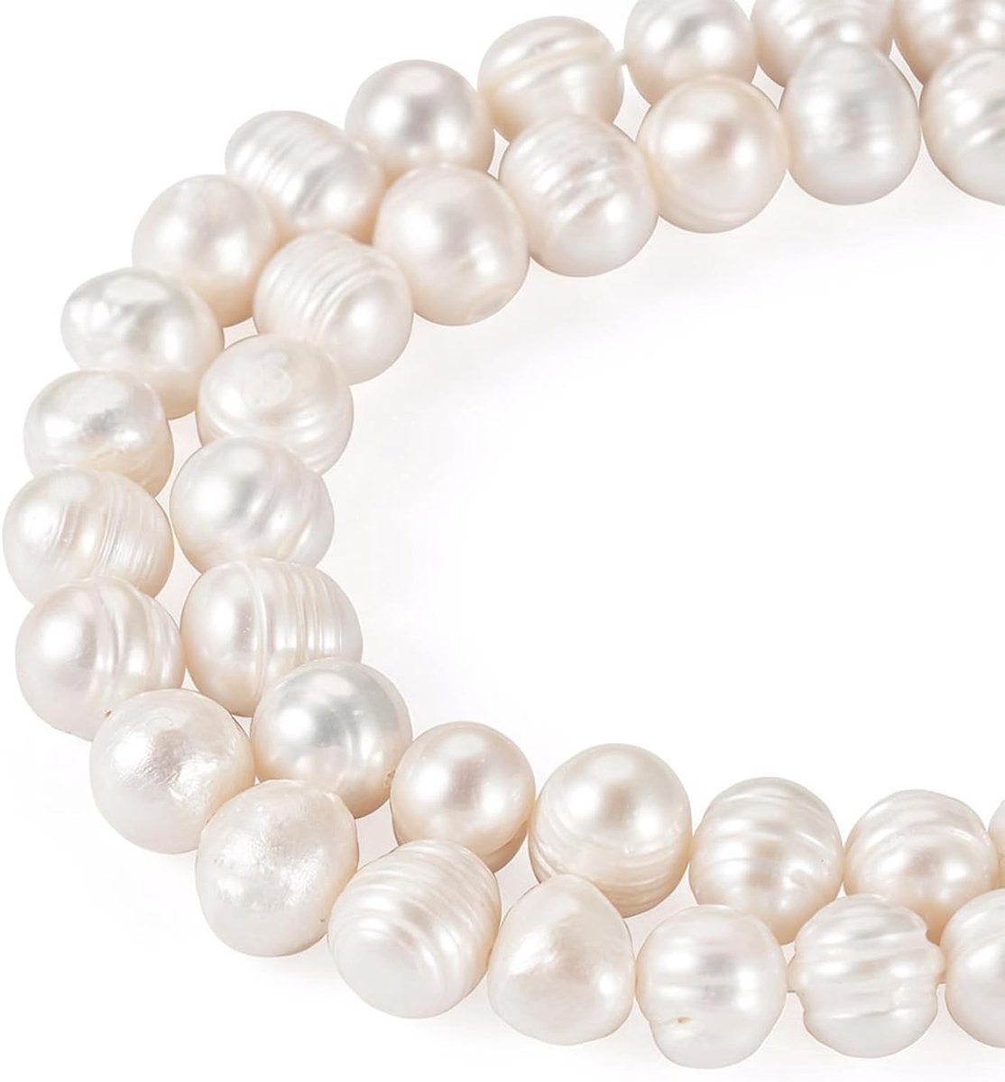 2 strengen natuurlijke gekweekte zoetwaterparel aardappel voor doe-het-zelf sieraden | 7-9MM Natuurlijke gekweekte Parel Kralen Aardappel Vorm Parels Seashell Kleur voor DIY Ketting Erring Armband Sieraden Maken