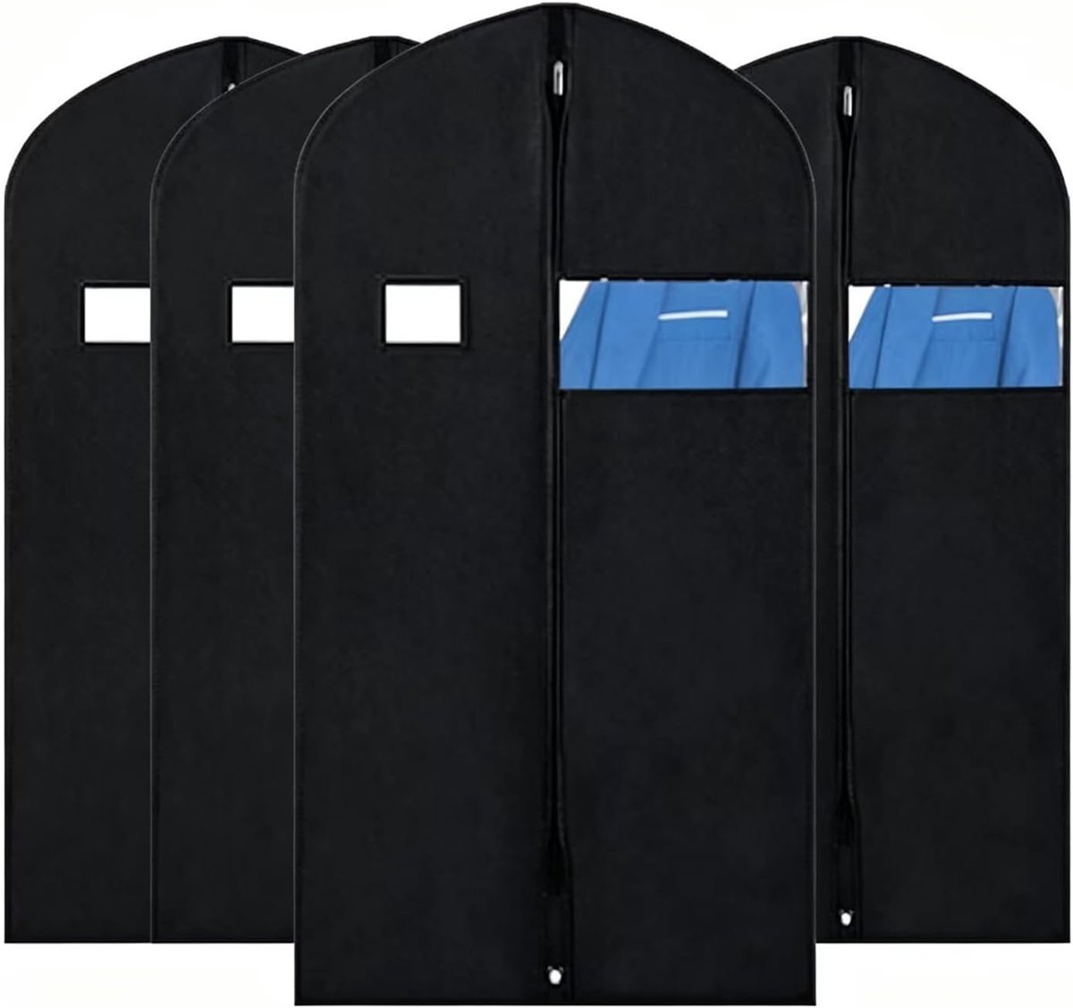 4 stuks kledingzakken, kledingzakken met ritssluiting, ademend, stofdicht en vochtbestendig, geschikt voor jassen, jurken, avondjurken, pakken, jassen en overhemden