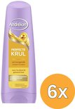 Andrélon Perfecte Krul conditioner in lichtpaarse fles, 6x. Voor krullend & golvend haar met arganolie & tarweproteïne.