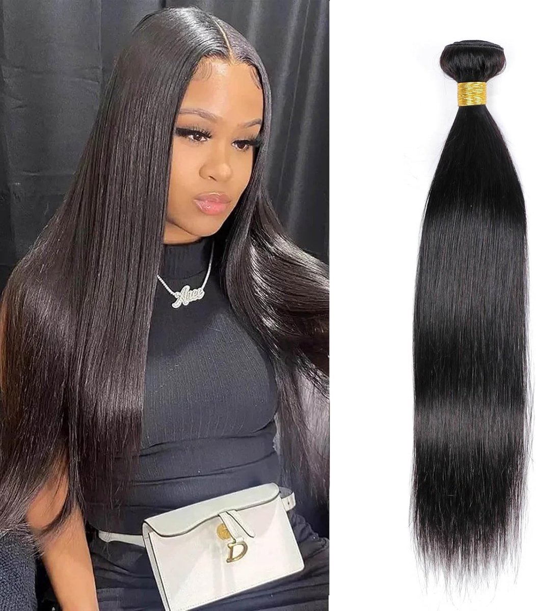 14 Inch Straight Human Hair Bundles 1 Bundles Human Hair Double Weft Weave Straight Hair Bundles 100% Unprocessed Brazilia Virgin Hair Human Bundles Hair Natural Black