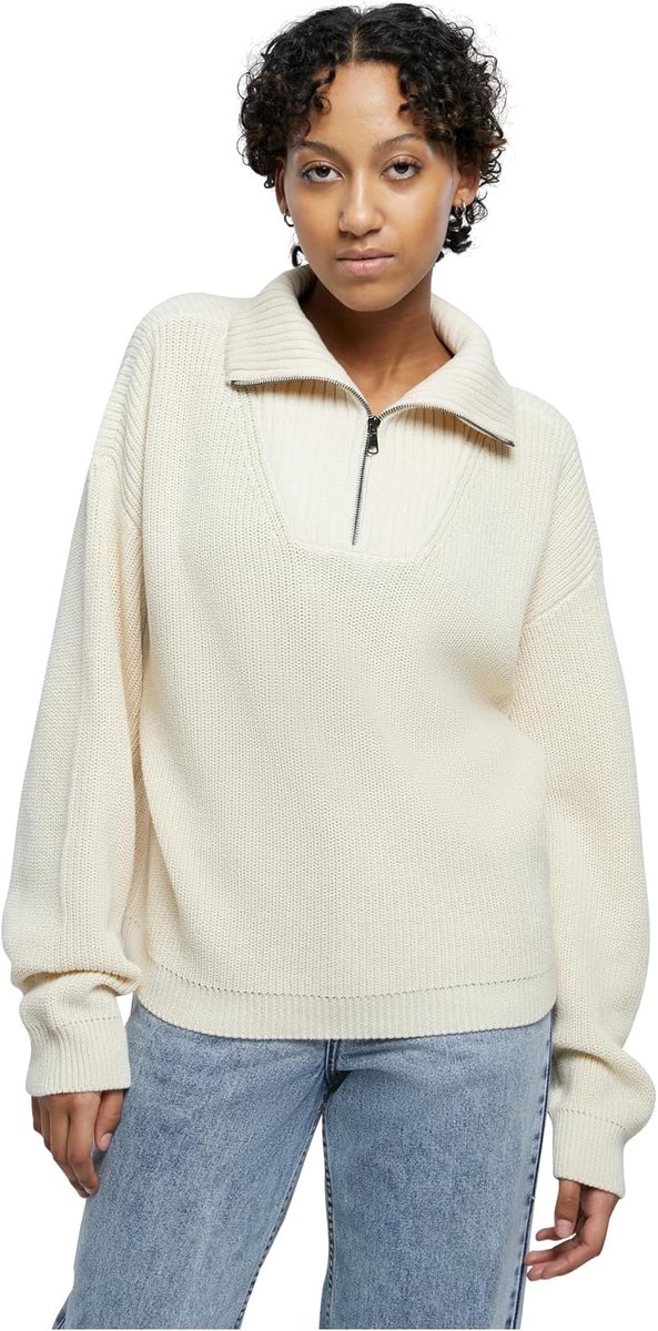Classics Ladies Oversized Knit Troyer Sweatshirts zwart Basics