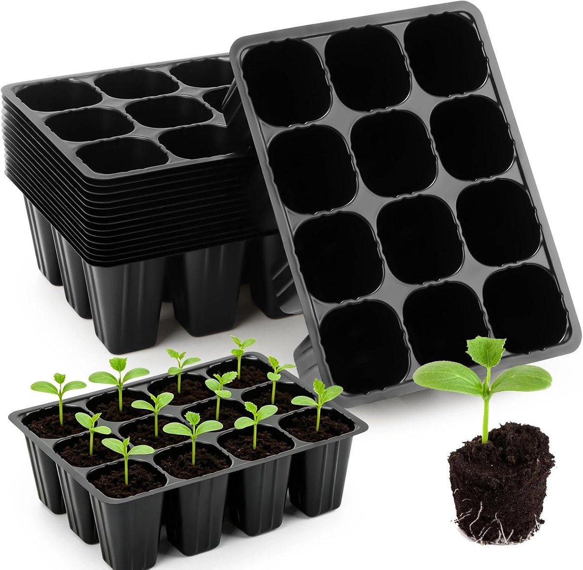 15 stuks 180 cellen mini-broeikas zaailingen starter trays | Kweekset, herbruikbare mini-propagator, kamerkas, kweekbak, kas, kweekschalen voor planten