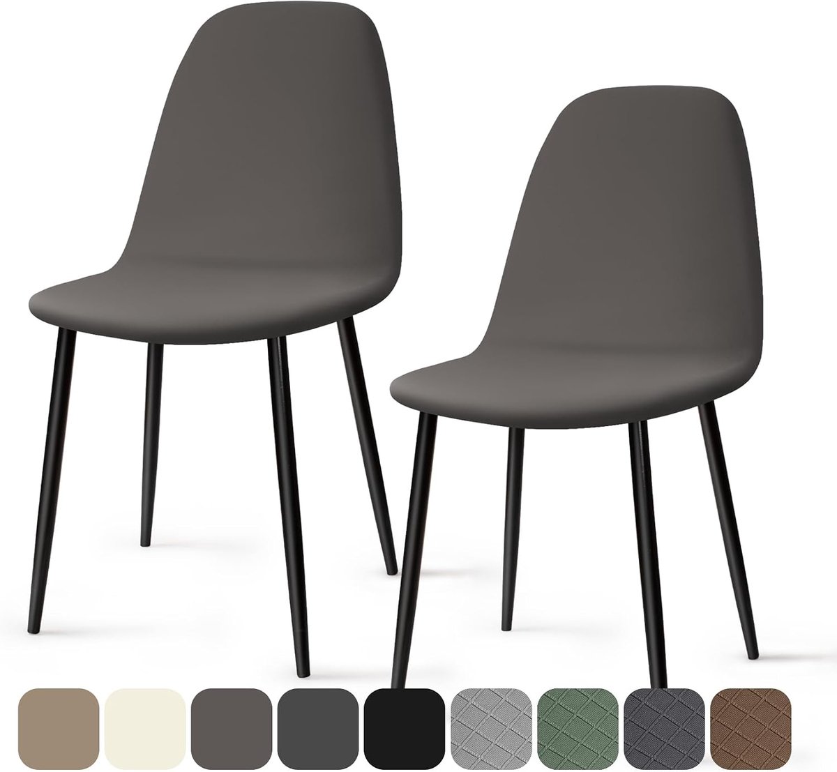 Eetstoelhoezen Stretch Stoelhoes Afneembare Wasbare Stoelbekleding met Rugleuning voor Thuis Hotel Restaurant Feest (Grijs, 2 Stuks)-KC