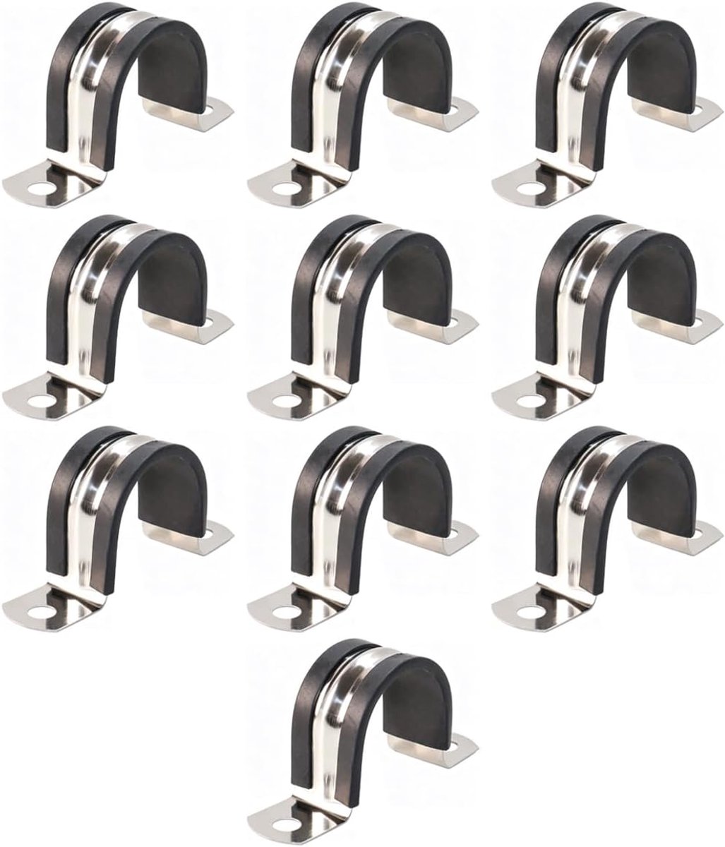 10 PCS 304 Roestvrij staal U-vormige Pijpklem, U-Pijpklem met Opvulling voor Slangen Plastic Staalpijpen Kabels, Diameter 30mm
