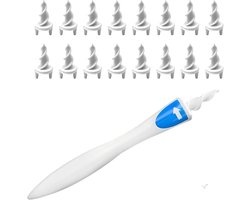 Oorreinigingsset met Spiraal Siliconen Tip – 360° Oorsmeerverwijderaar met 16 Wasbare Vervangingskoppen, Herbruikbaar, Veilig & Comfortabel, Ideaal voor Dagelijkse Hygiëne en Reizen