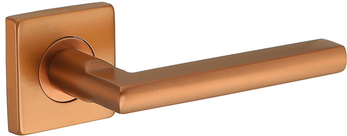 Deurkruk (2x) Emilia 20mm haaks op vierkant rozet brons geborsteld PVD gecoat | Deurklinken vierkant