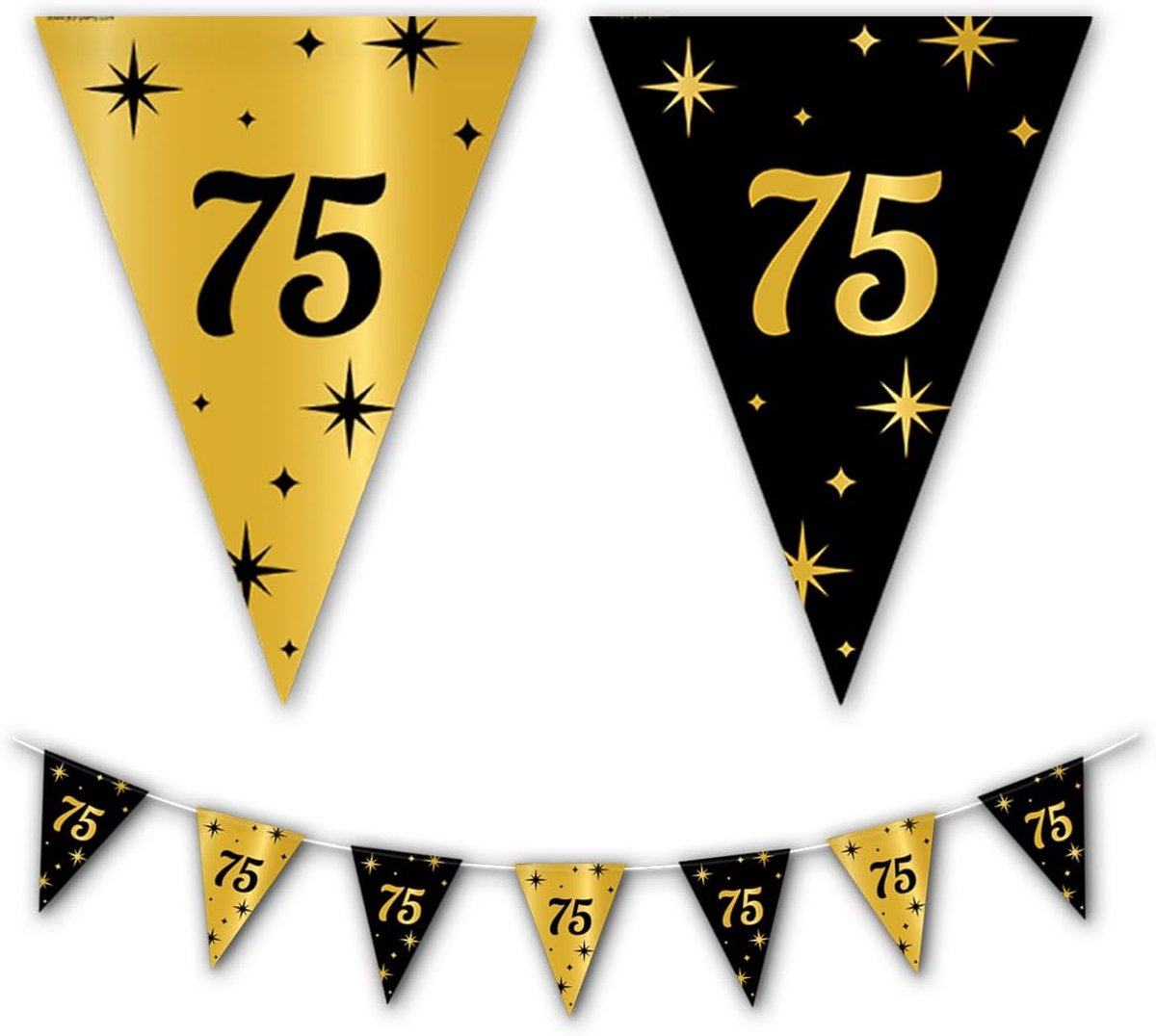 Luxe Slingers 75 Jaar Verjaardag Goud en Zwart Feestdecoratie