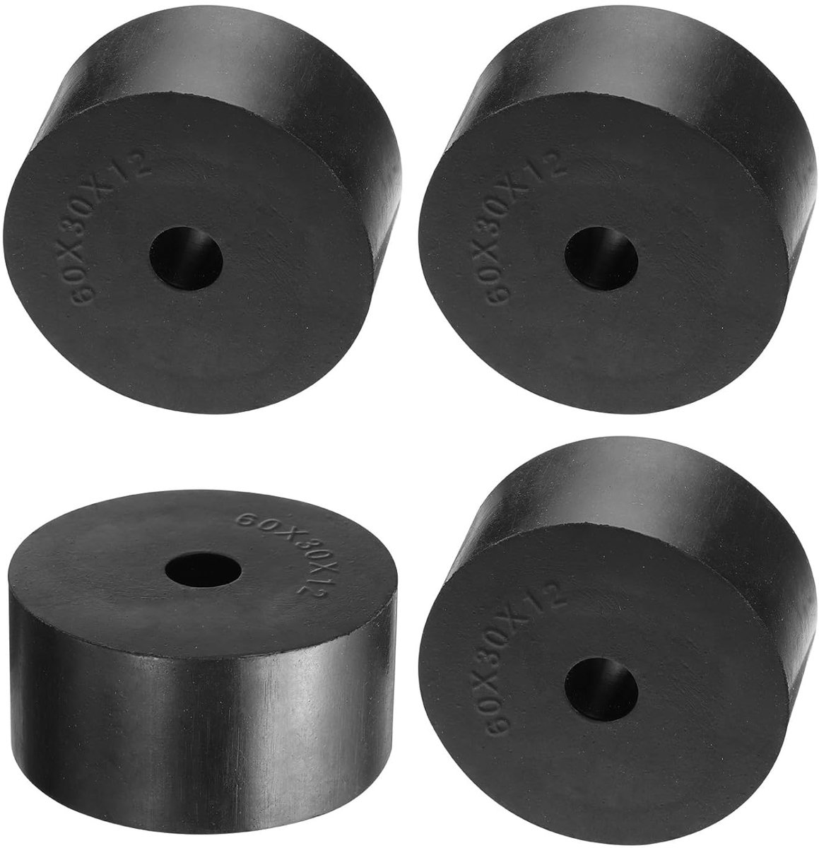 Afstandhouders van rubber, 4 stuks, rubberen sluitringen, anti-trilling, dikke demper, kussens, reparatie, 60 mm buitendiameter, 12 mm binnendiameter, 30 mm hoogte