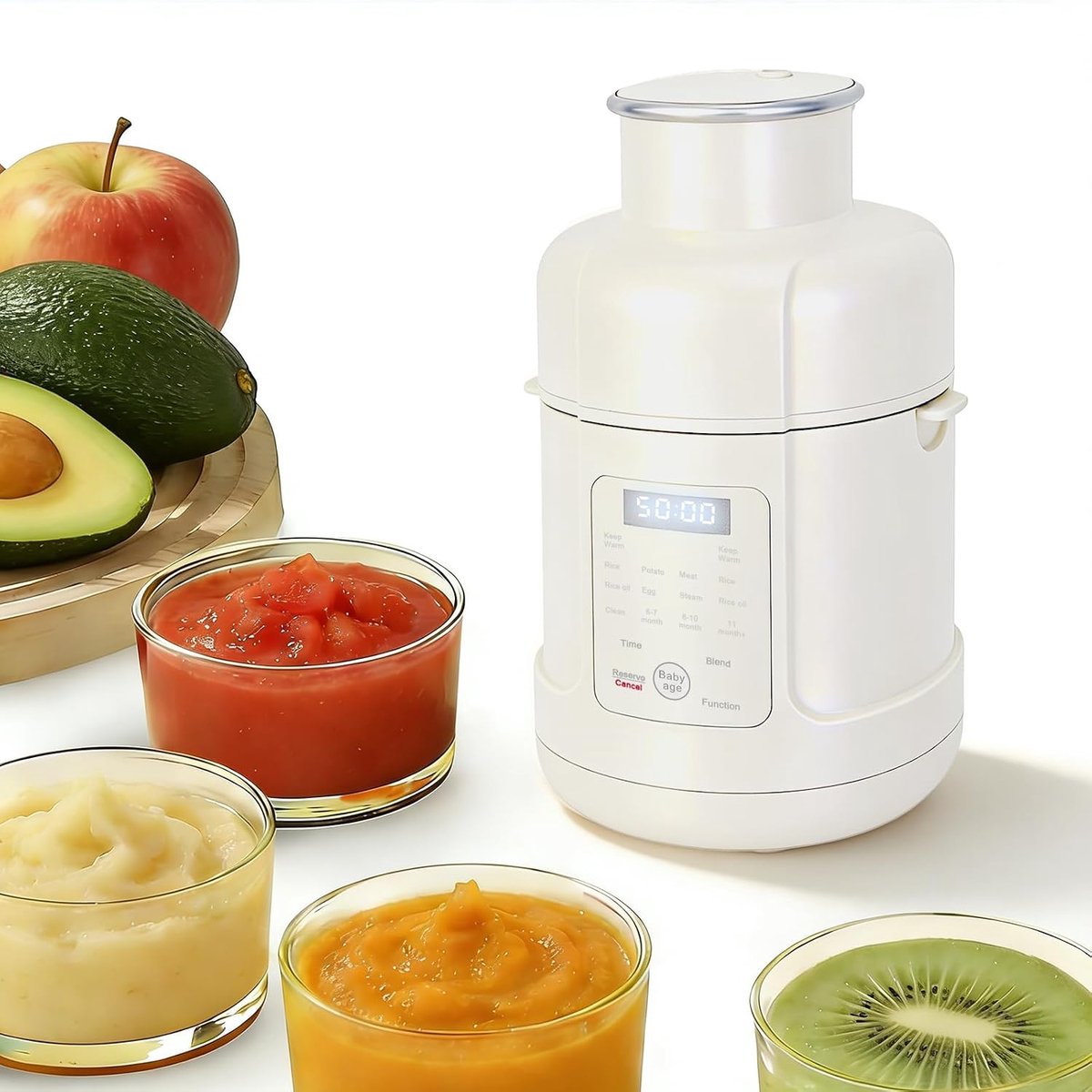 Babyvoedselmaker, babypapbereider, automatisch koken en versnipperen voor gezonde zelfgemaakte babyvoeding, BPA-vrij