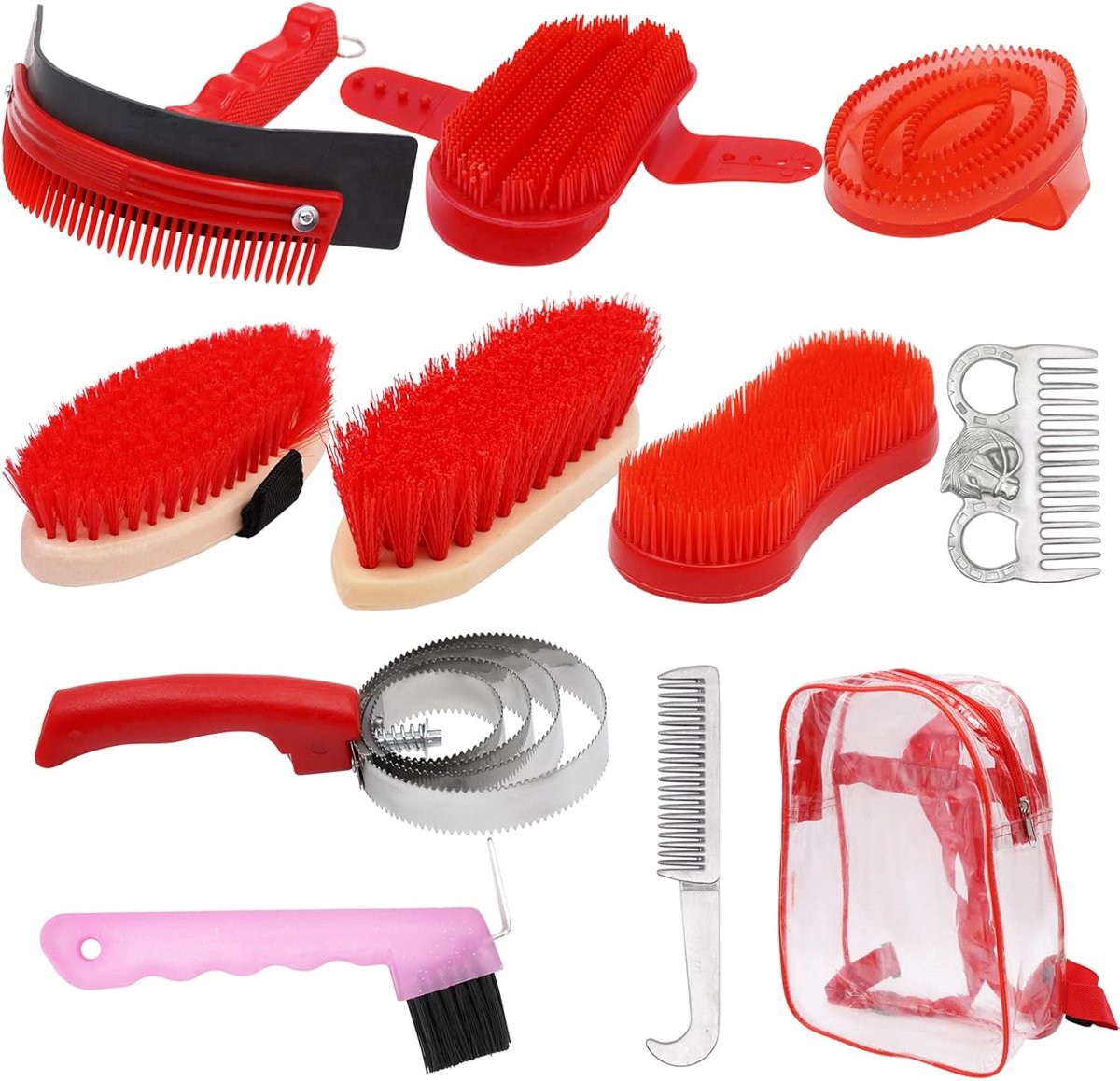 10 Pcs Paard Verzorging Kits Paard Schoonmaak Set Paard Borstel Grooming Tool Set, Grooming Kit Paardenverzorging Borstel Curry Kam Paard Cleaning Tool Set