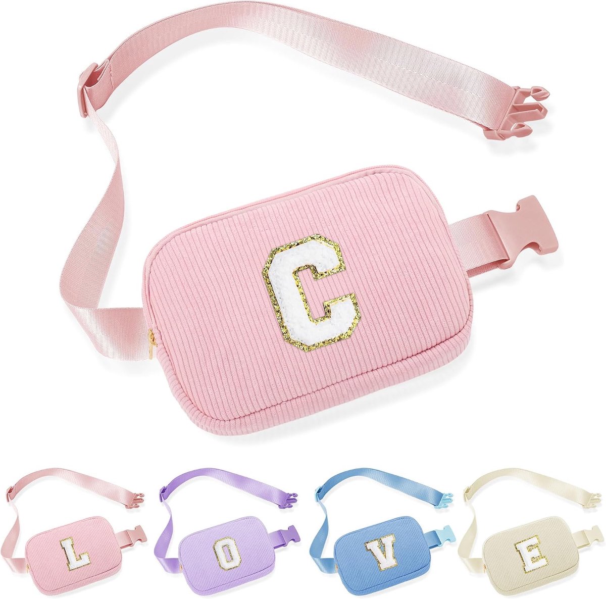 Heuptasje voor Dames en Meisjes - Letters Heuptasje van Corduroy Riemtasje voor Dames Klein Hüfttasche Gepersonaliseerde Geschenken Verjaardagscadeau voor Meisjes Vrouwen Heuptasje met Letters