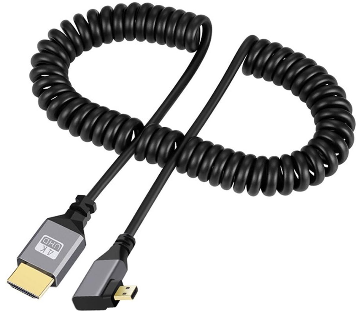 Xiwai Micro HDMI 1.4 Mannelijke naar HDMI Mannelijke Stretch Opgerolde Kabel 4 K 60 hz 90 Graden Links Hoek voor HDTV Computer Laptop Monitor