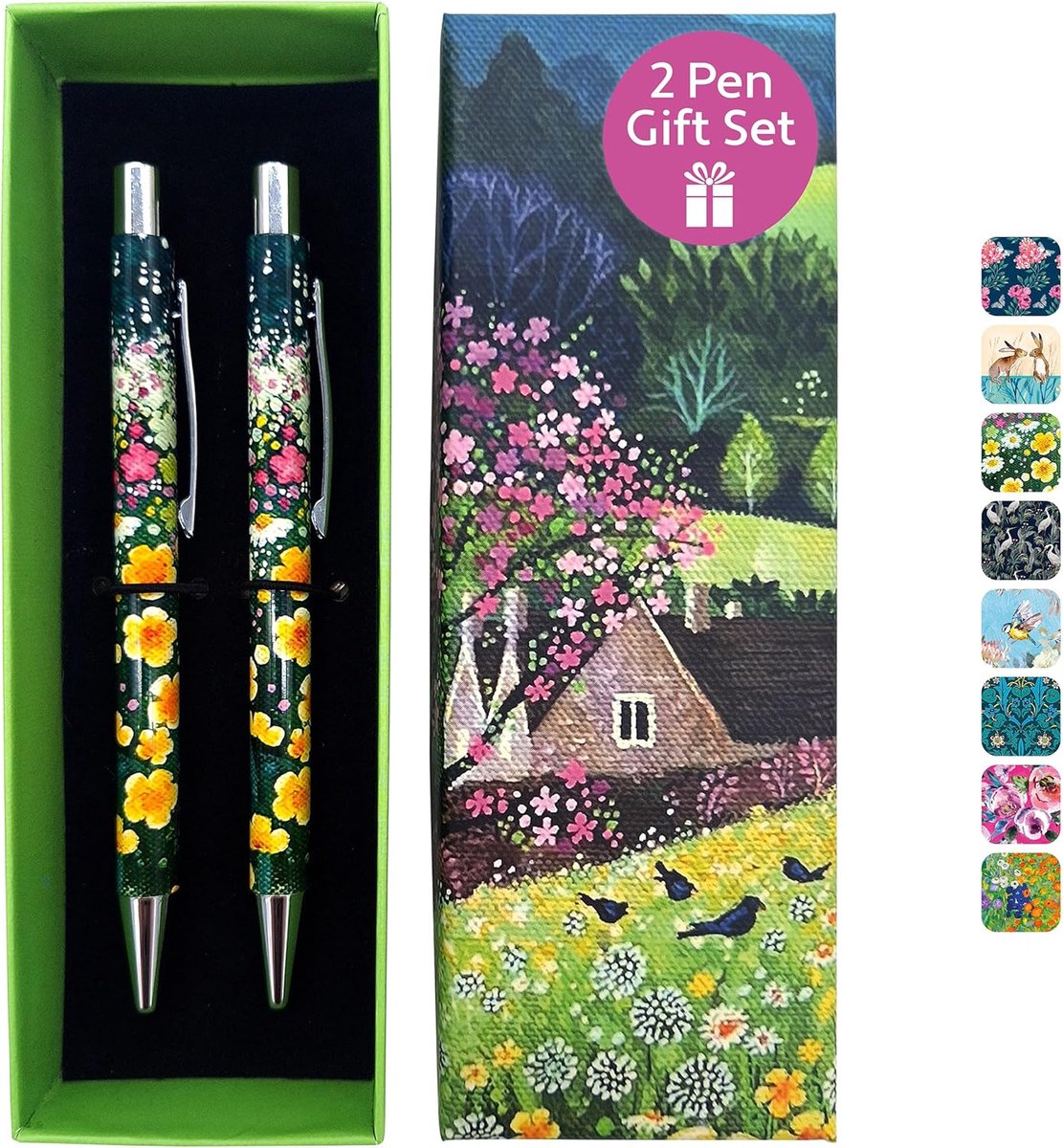 - Balpennen Gift Set | Country Stroll Design | 2-pack schrijfpennen voor vrouwen | Geschenkdoos | Dames pennen geschenkdoos | Balpen sets voor dames | Multipack geschenkpennen