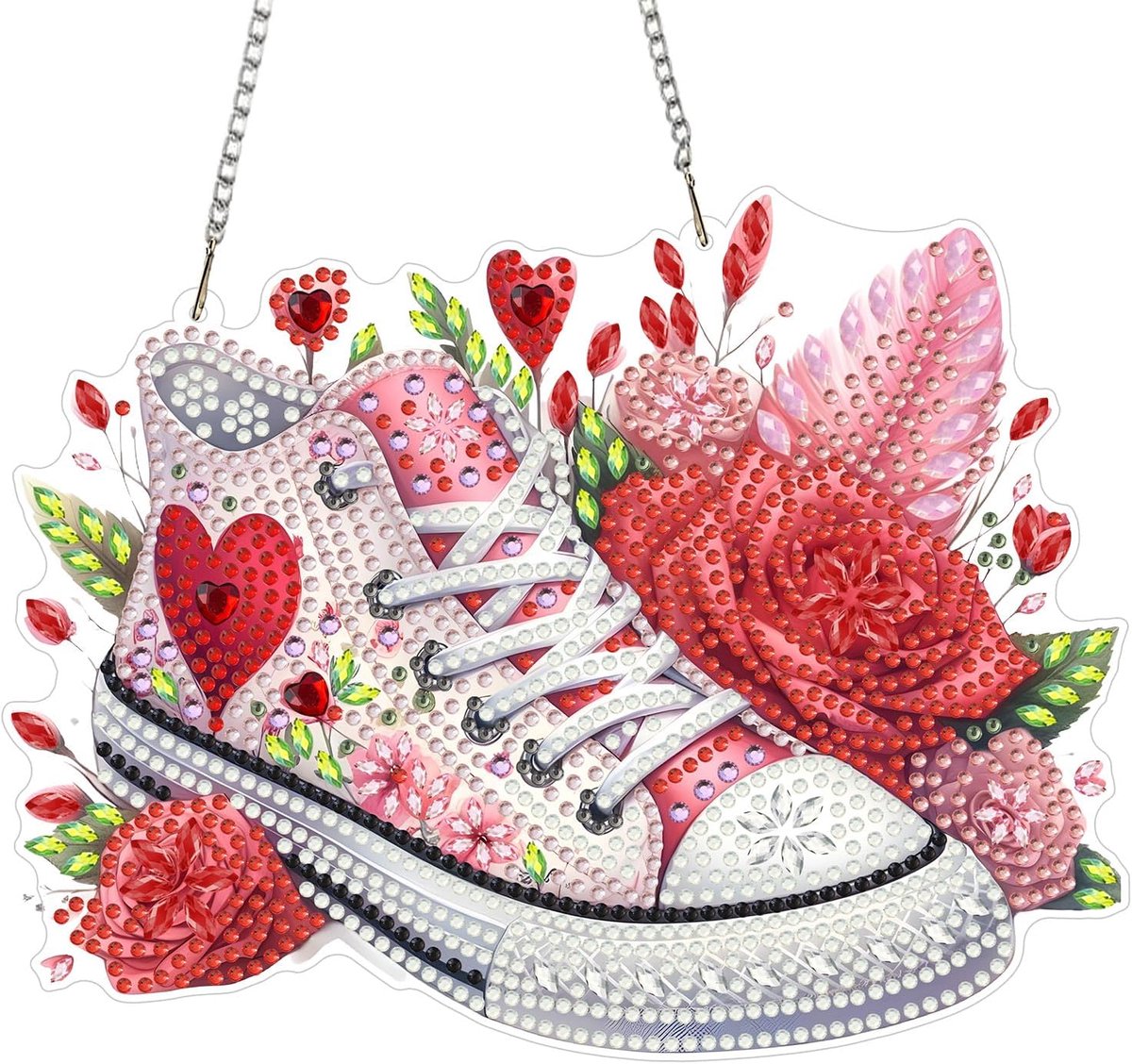 Hanging 5D Diamond Art Kits Adults Shoe Flower, DIY Diamond Painting Art Kit for Beginners Suncatcher, Home Wall Decor Arts and Craft Kits for Adults Kids
