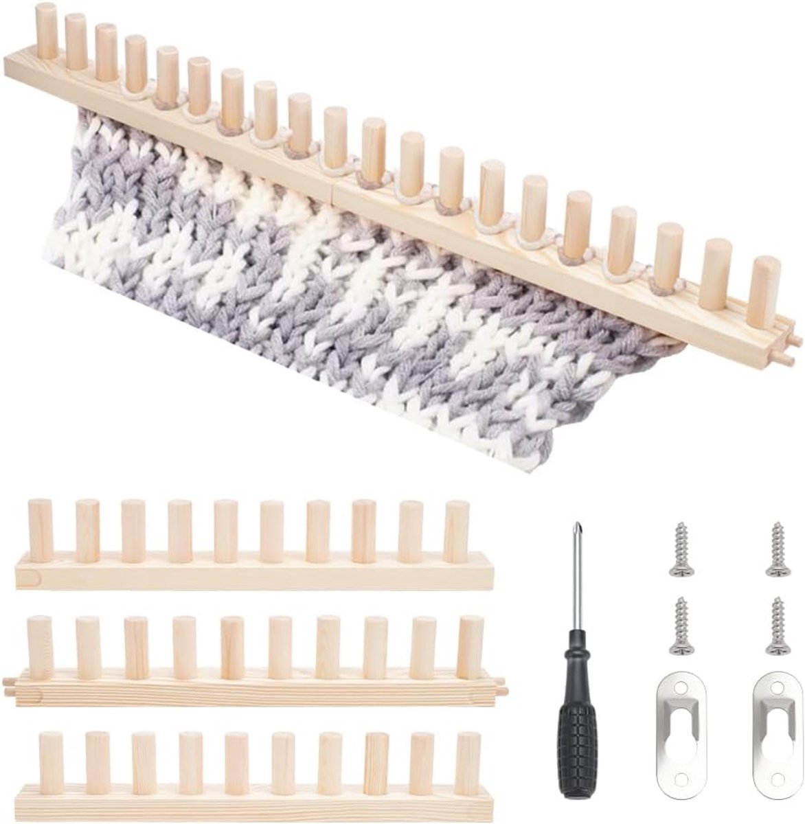 Houten weefgetouw frame voor doe-het-zelf dekens opvouwbaar en draagbaar doe-het-zelf grof gebreide deken weefgetouw voor beginners en woondecoratie cadeau voor ambachtsliefhebbers