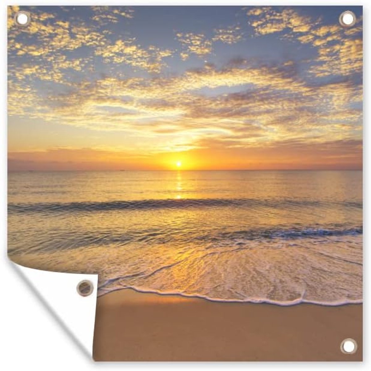 Tuinposter - 200x200 cm - Strand - Zonsondergang - Zee