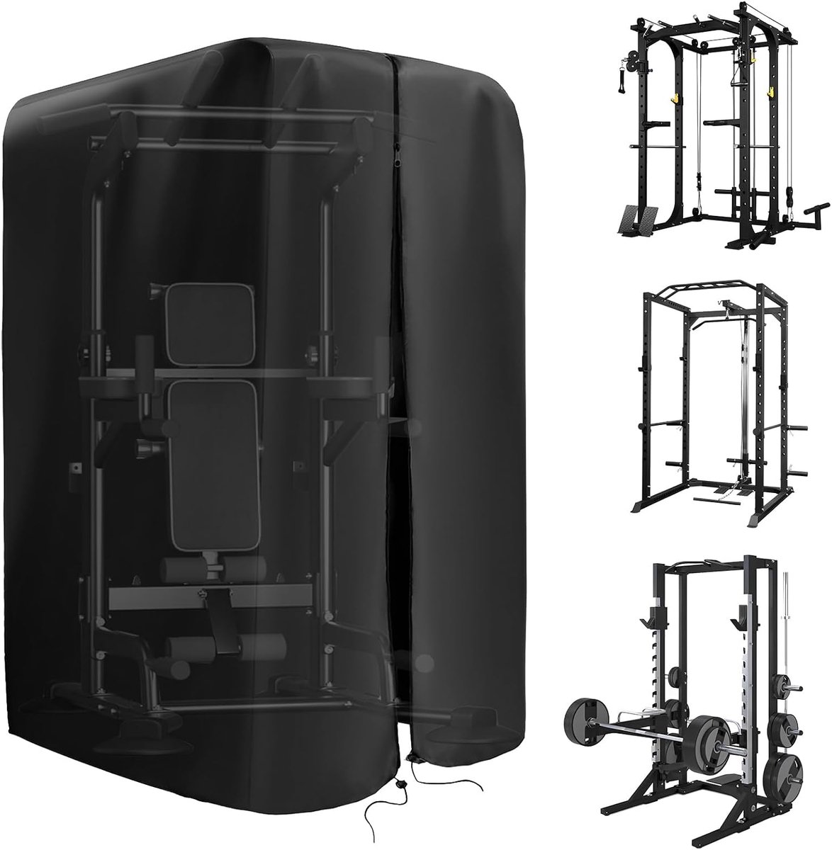 420D Oxford Gym Rack Cover met ritssluiting | beschermhoes voor gewichthefstandaard, squat rack, home gym workout apparatuur, 173 x 210 x 162 cm (b x h x l)