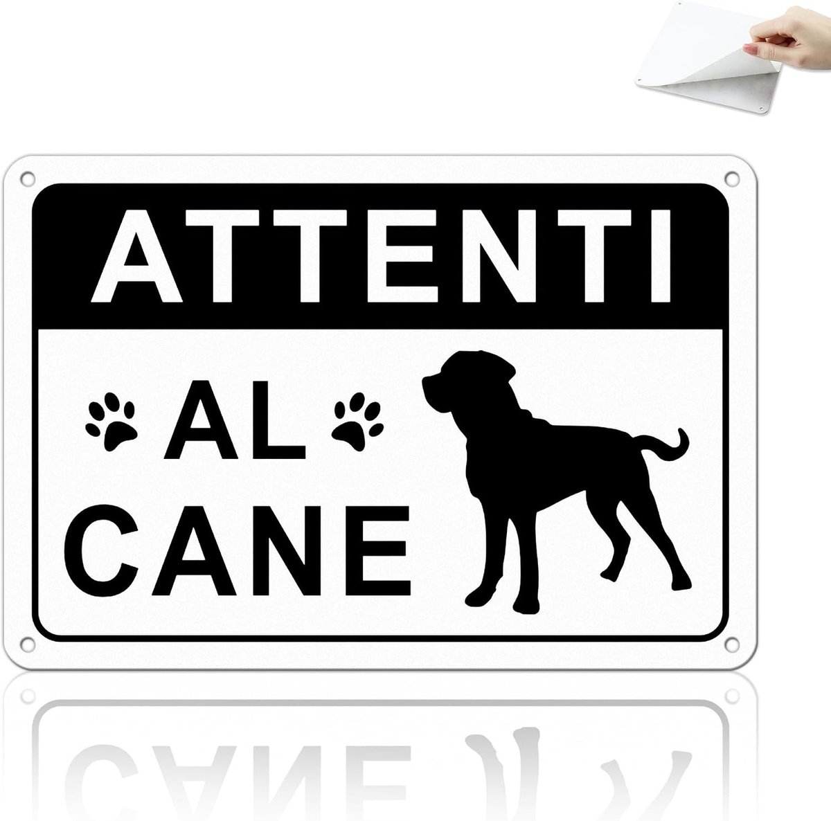 Bord Vorsicht vor dem Hund 22 x 15 cm - Aluminium voor poorten en tuinen | Sterke lijm. Ideaal voor poorten en tuinen. Weerbestendig om de aanwezigheid van de hond te waarschuwen.