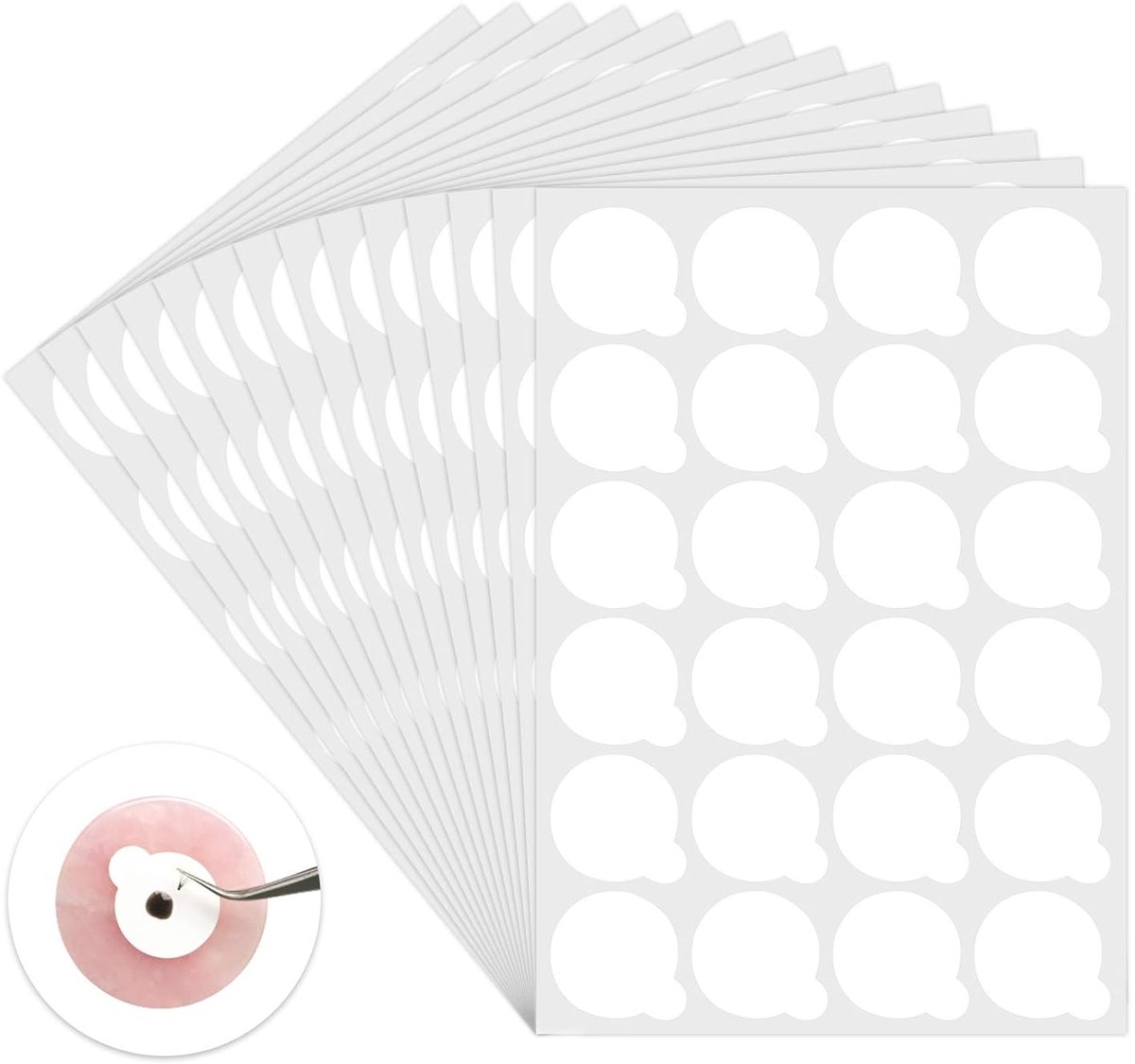 Lijmhouder voor wimperextensions 20 vellen 600 stks wimperverlenging lijm stickerkussens, wegwerp wimperlijmhouder pallet voor make-up gereedschapsvoorraad (wit)