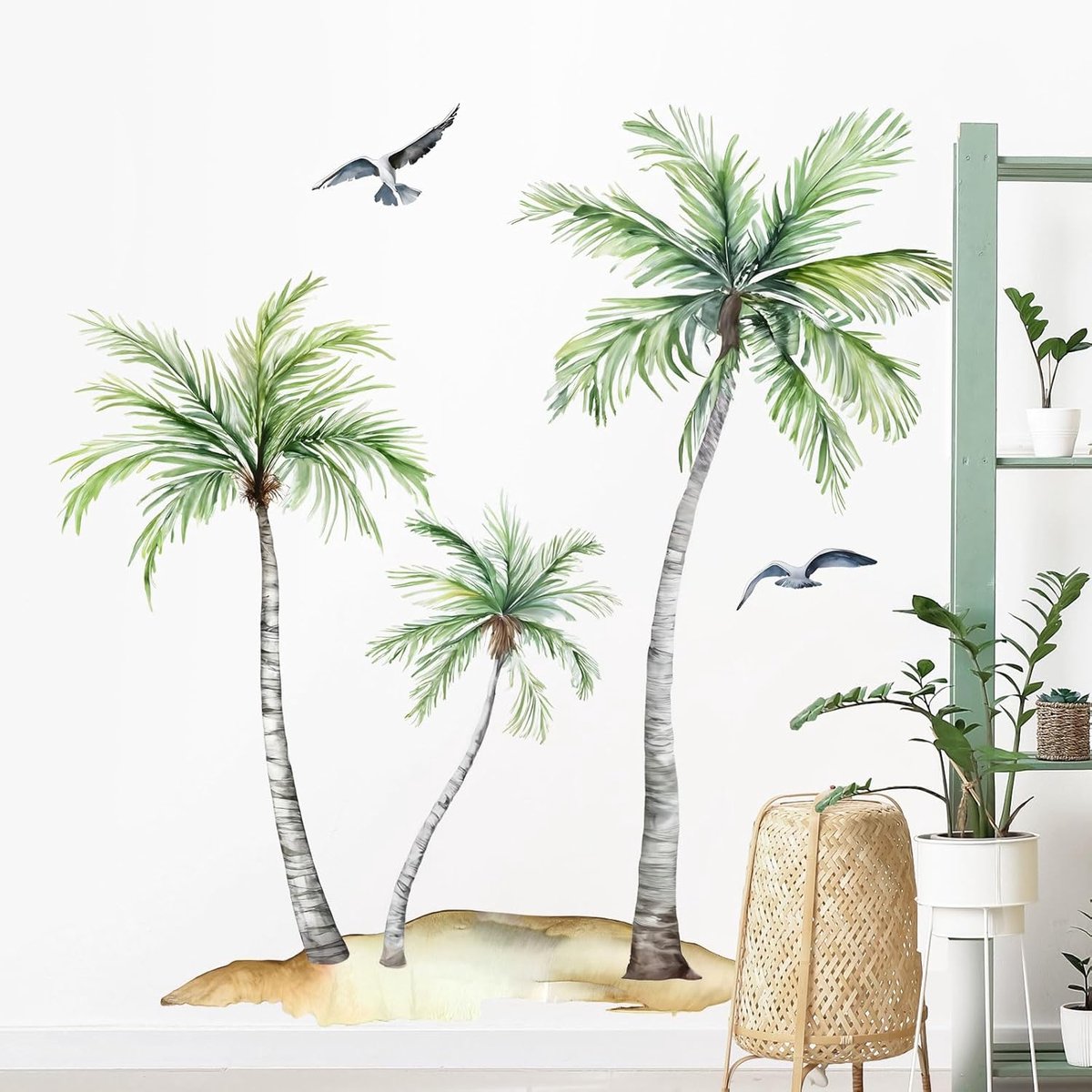 Muurstickers Groene Tropische Bladeren Planten Boho Muurstickers Peel and Stick Wall Art Decor voor Woonkamer Slaapkamer Kantoor Muur Geschenken voor Mam (Boom H: 112 cm)