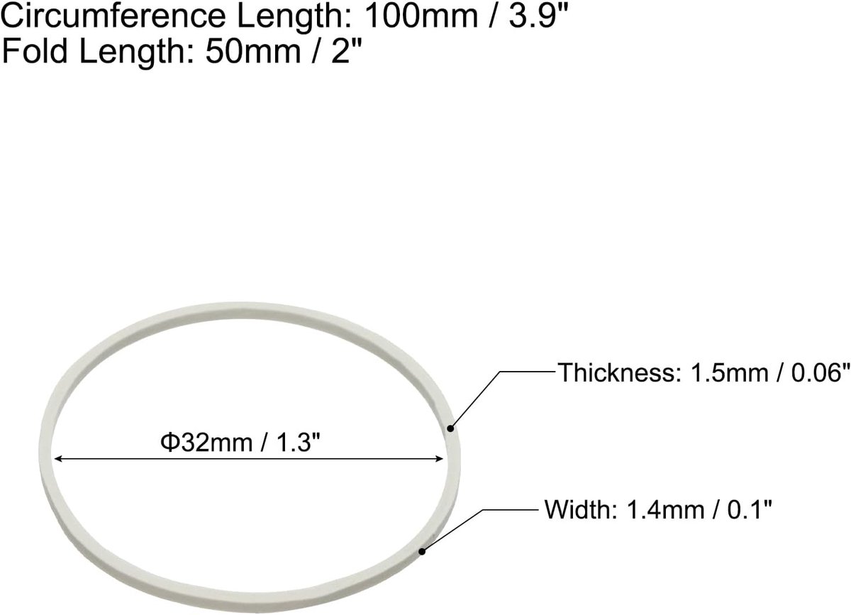 Elastieken, wit, 32 mm x 1,4 mm, voor gebruik thuis of op kantoor