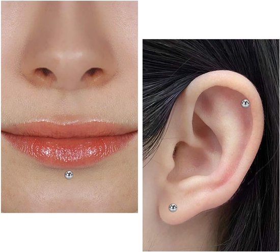 2 stks G23 Titanium Lip Bar Labret Studs 16G 6/8/10mm Tragus Kraakbeen Helix Bar Medusa Piercing Studs — afbeelding 4