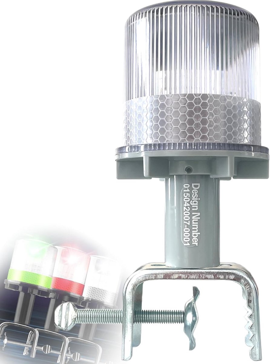 Fire Navigatielampje op zonne-energie, led-toplicht, boot, 0,5 nm, 360 graden ankerlicht met houder, IP65 waterdicht, voor vissersboten, navigatie, wit licht, rood licht + groen licht